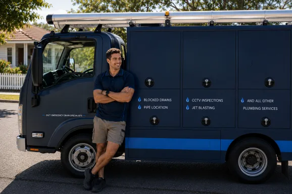 Service van and plumber at a Mount Druitt callout