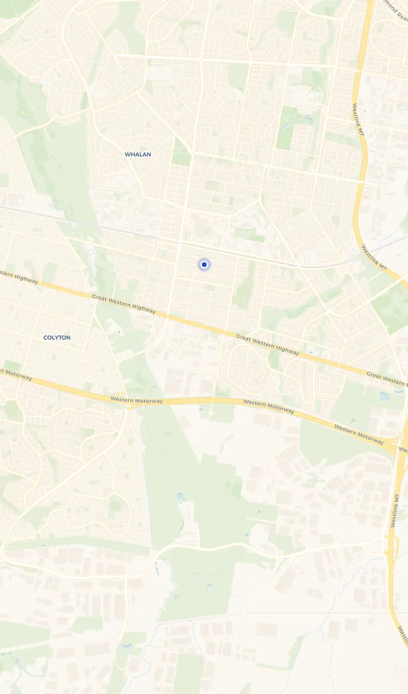 Map of the Mount Druitt service area and the surrounding suburbs we cover.